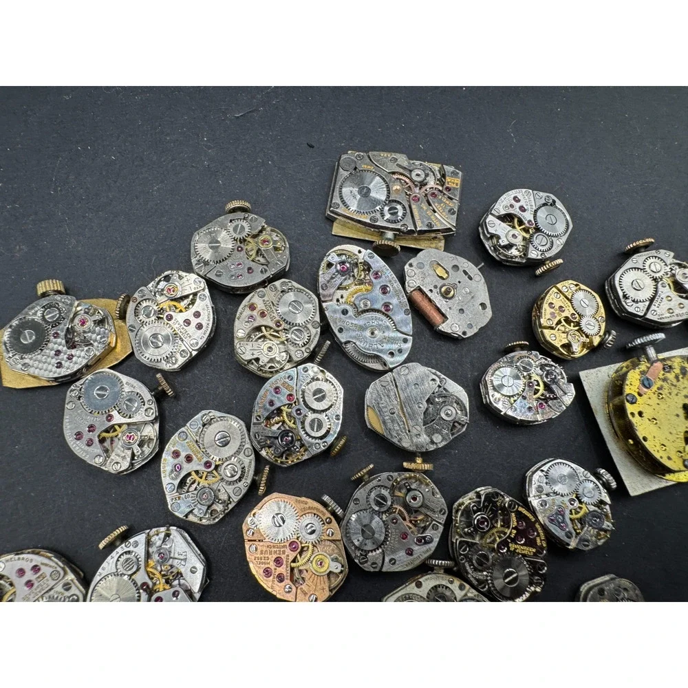 Vintage Rare Lot of 33 Automatic Movements Waltham Benrus Westfield Clinton